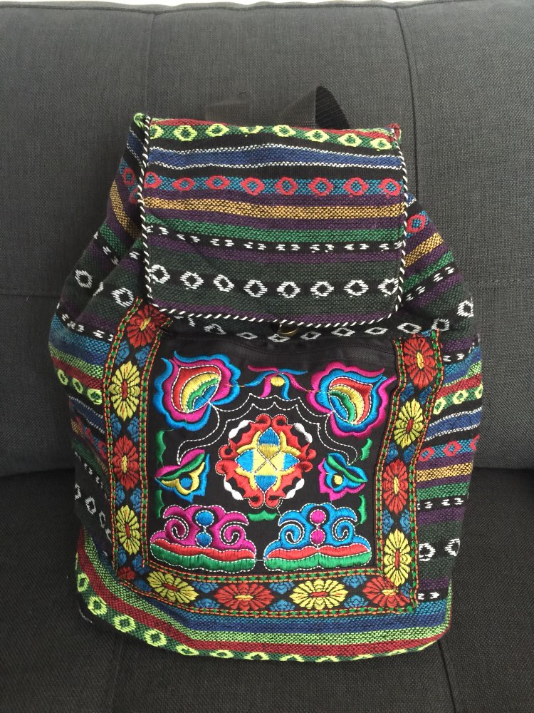 Tribal Vintage Hmong Thai Indian Ethnic Boho rucksack Boho hippie ethnic bag, backpack bag L size SYS-170
