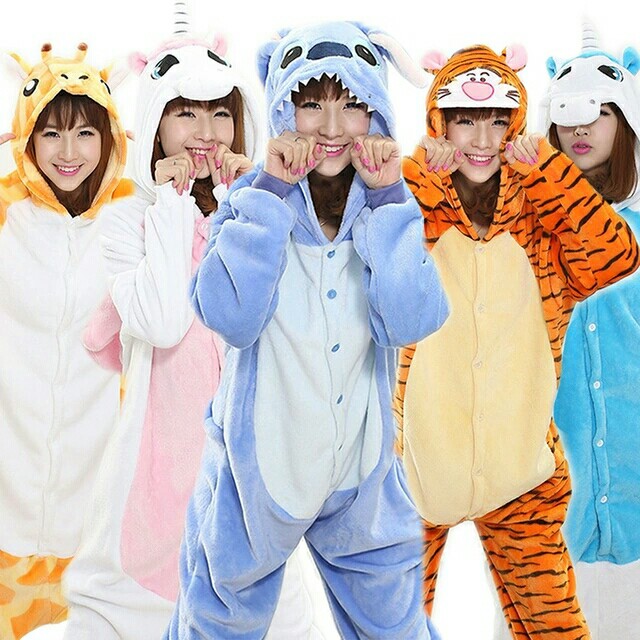 Christmas Autumn and Winter Pajama Sets 2016 Cartoon Sleepwear Women Pajama Flannel Animal Pajama Stitch Panda Unicorn Onesies