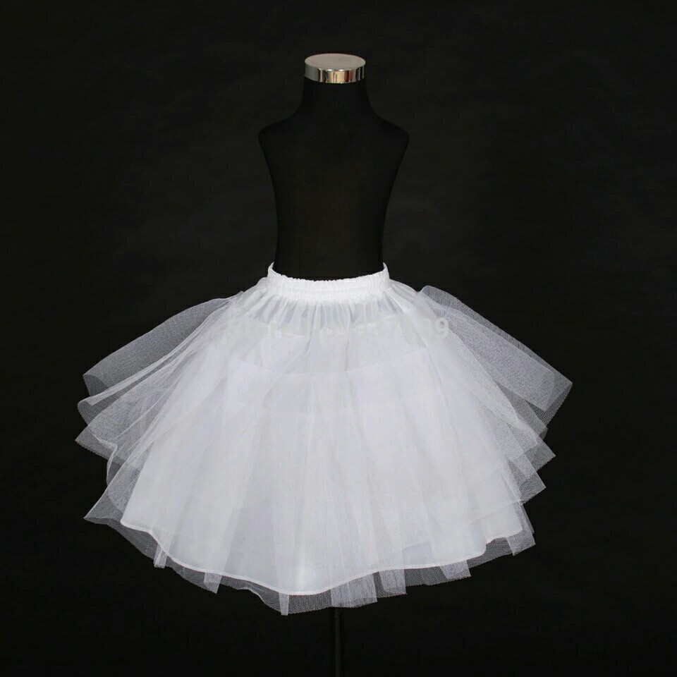 2017 Free Shipping Top Quality Stock Three Layer Net White A-Line Flower Girl Dress Petticoat / Child Crinolines/Underskirt
