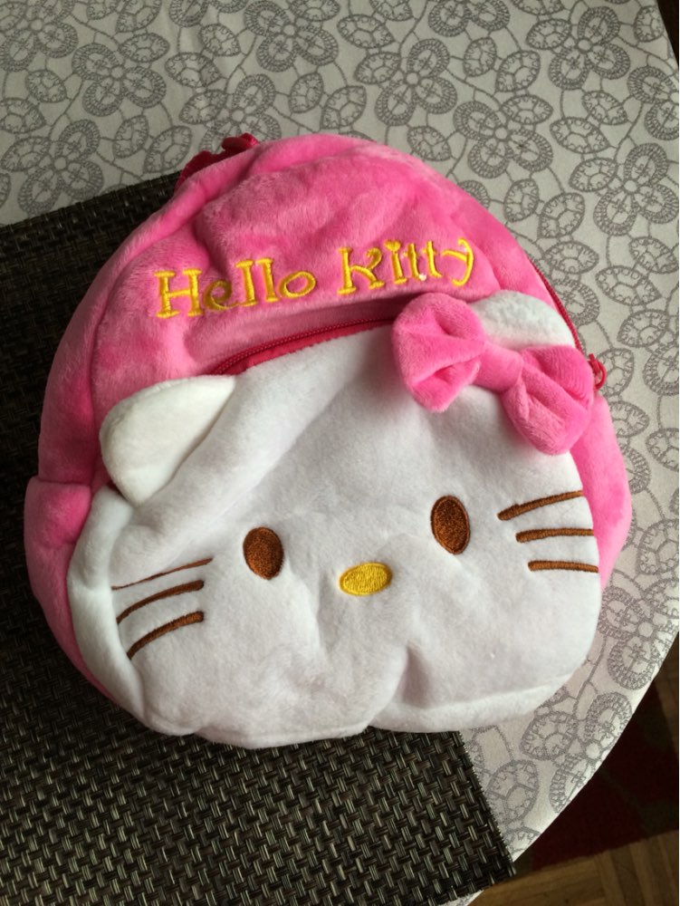 2016 High Quality Rose Red Hello Kitty Plush Cartoon Toy Backpack Girl Character School Bag Gift For Kids Mochila Infantil
