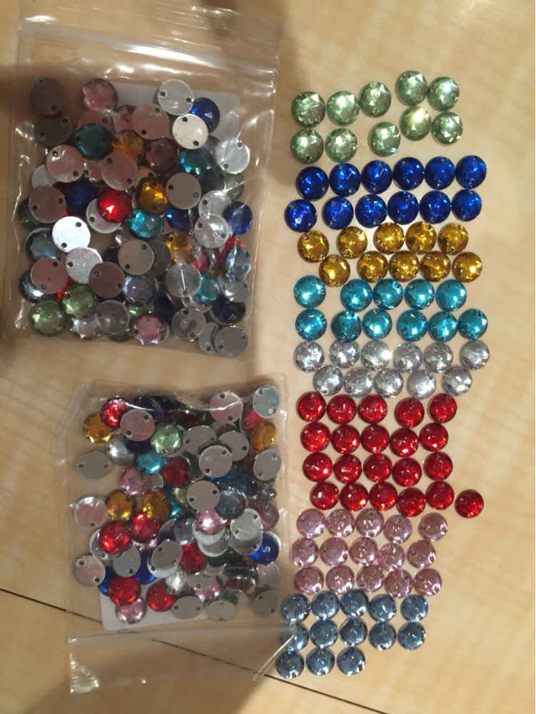 Mix Color 6 Size Acrylic Sew On Rhinestones With Round Flatback For Dancing Dress DIY And Weeding Decoration