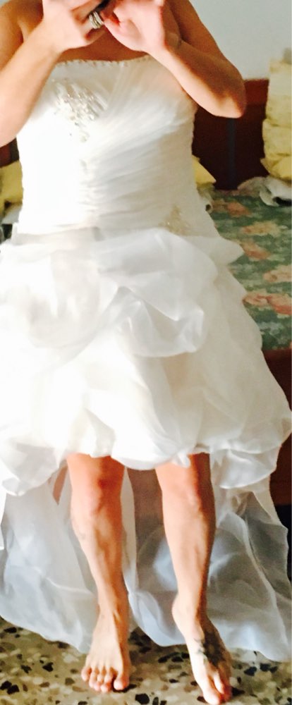 vestido de noiva 2015 Newest Women Sweetheart Beading Front Short Back Long White / Ivory Wedding Dresses HS30