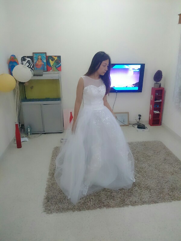 Free shipping 2015 new bridal white wedding dress princess wedding gown cheap romantic lace up bride Vestidos De Novia Y617