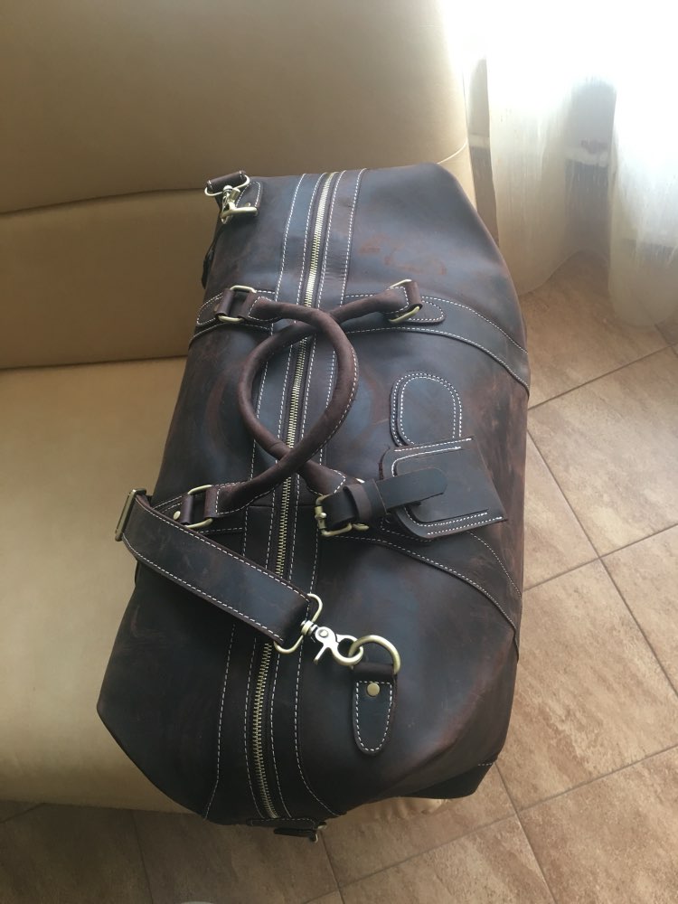 ROCKCOW Super Large Genuine Travel Bag Italian Leather Weekender Duffle Bag DZ07