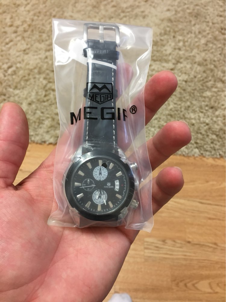 megir fashion leather sports quartz watch for man military chronograph wrist watches men army style 2020 free shipping