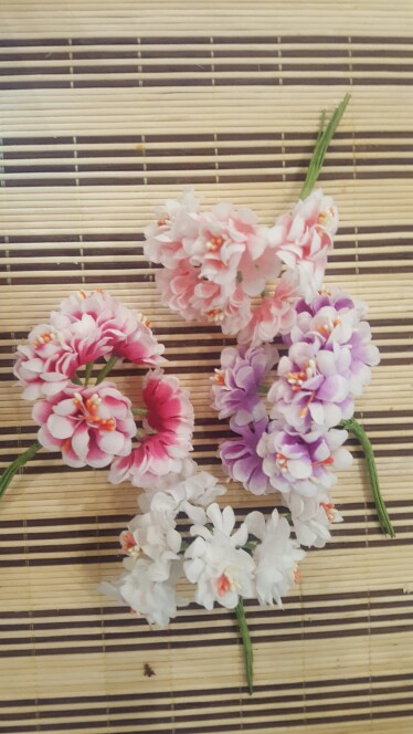 6pcs Silk Gradient Stamen Handmake Artificial Flower Bouquet Wedding Decoration DIY Wreath Gift Scrapbooking Craft Fake Flower
