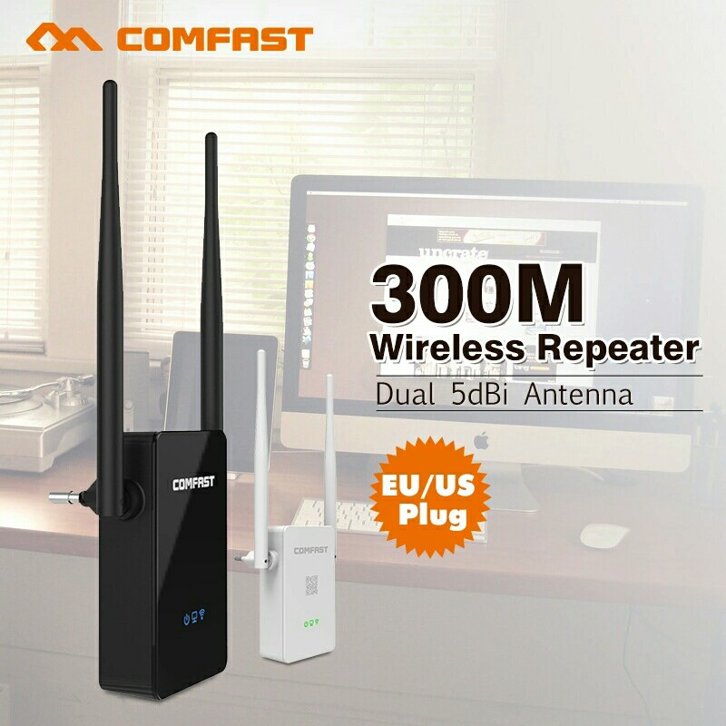 Comfast Wireless Wifi Repeaters 802.11N/B/G Network Wi-fi Router Expander 300M dual 5dBi Wi-fi Antenna Signal Amplifier Booster
