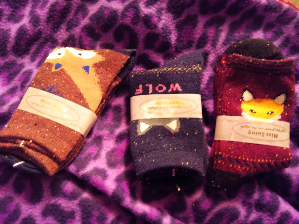 1Pair/lot Lovely Fox Wolf Striped 3D Socks Spring Winter Style Creative Cute Women Cotton Socks Fox Girls Calcetines Meias