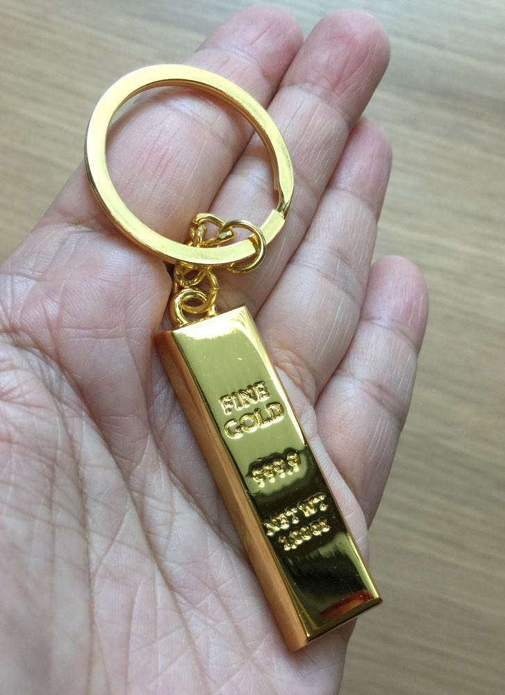 2017 Creative Metal Faux Gold Bar Bullion Keychain Car Keyring Free Shipping for Gift