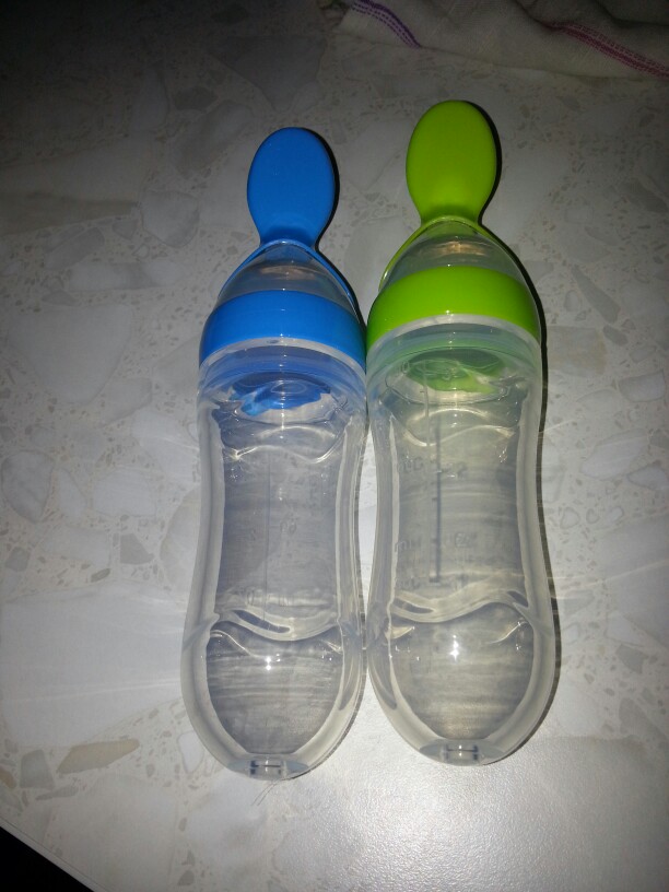 Infant Silica Gel Feeding Bottle With Spoon Food Supplement Rice Cereal Baby Bottle 5 Colors