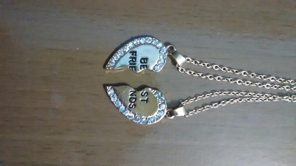 Splice Heart Pendant 1 Pair Best Friend Letter Choker Necklaces&Pendants Gold Silver Crystal Chain Necklace Set For Women Or Men