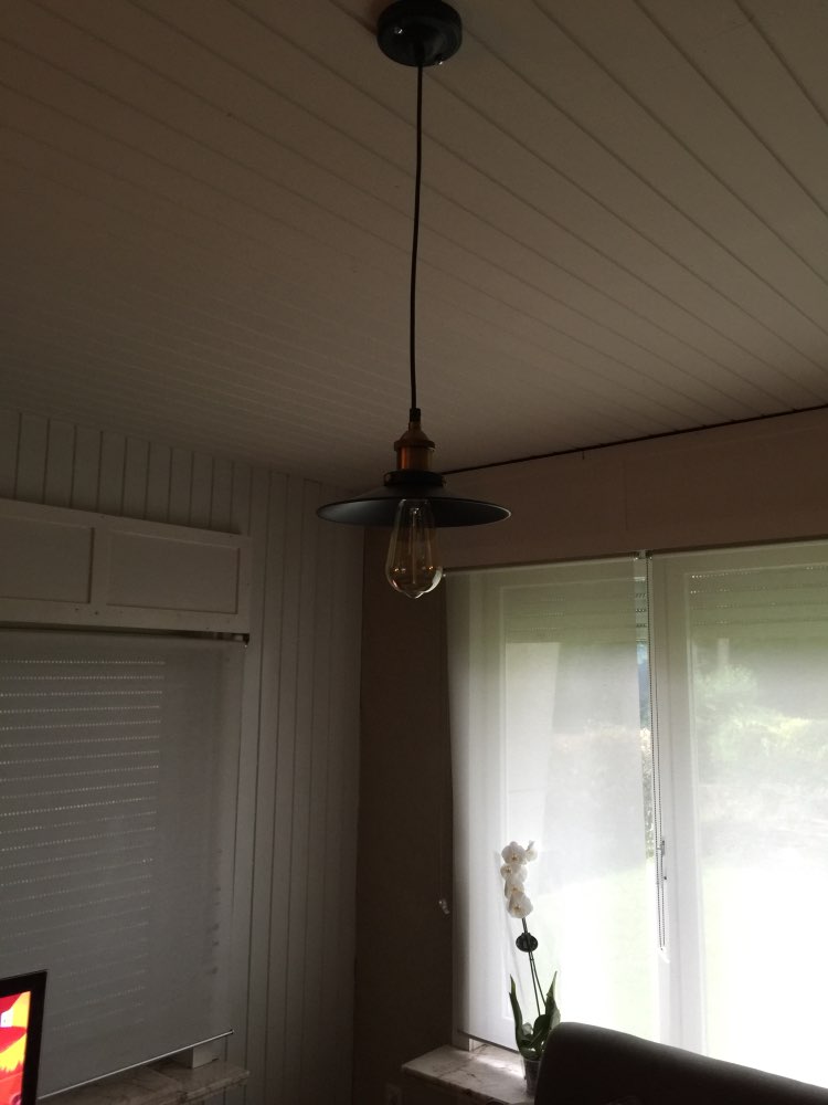 ALHAKIN Loft Style Dia 22cm Pendant Light Black Vintage Industrial Lighting American Country Copper Base Hanging Lamp