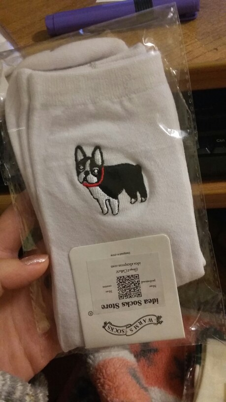 cute animal husky embroidery women cotton white socks lovely dog Jacquard female pure color socks funny kawaii pug meias soks