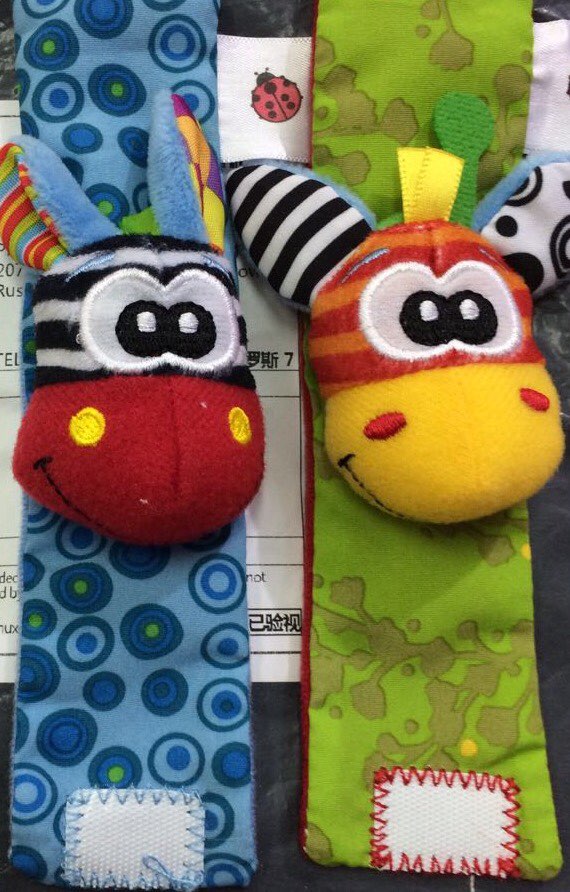 Baby Toys Beads Bracelet Foot  Baby Rattle Socks  Garden Protect Wrist  Animal Wrist Stripe Foot ring Socks Set christmas gift