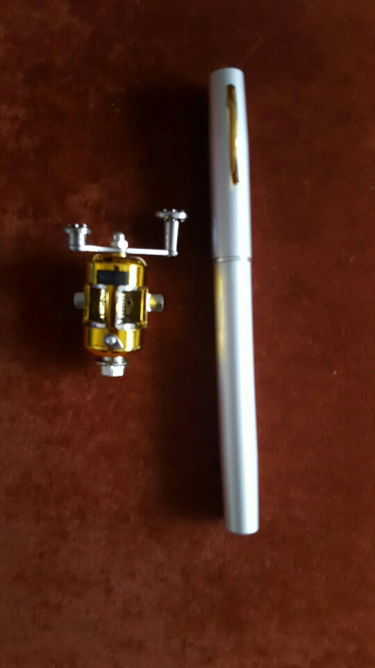 Free Shipping Mini Portable Pocket Fish Pen Aluminum Alloy Fishing Rod Pole Reel Wholesale H1E1