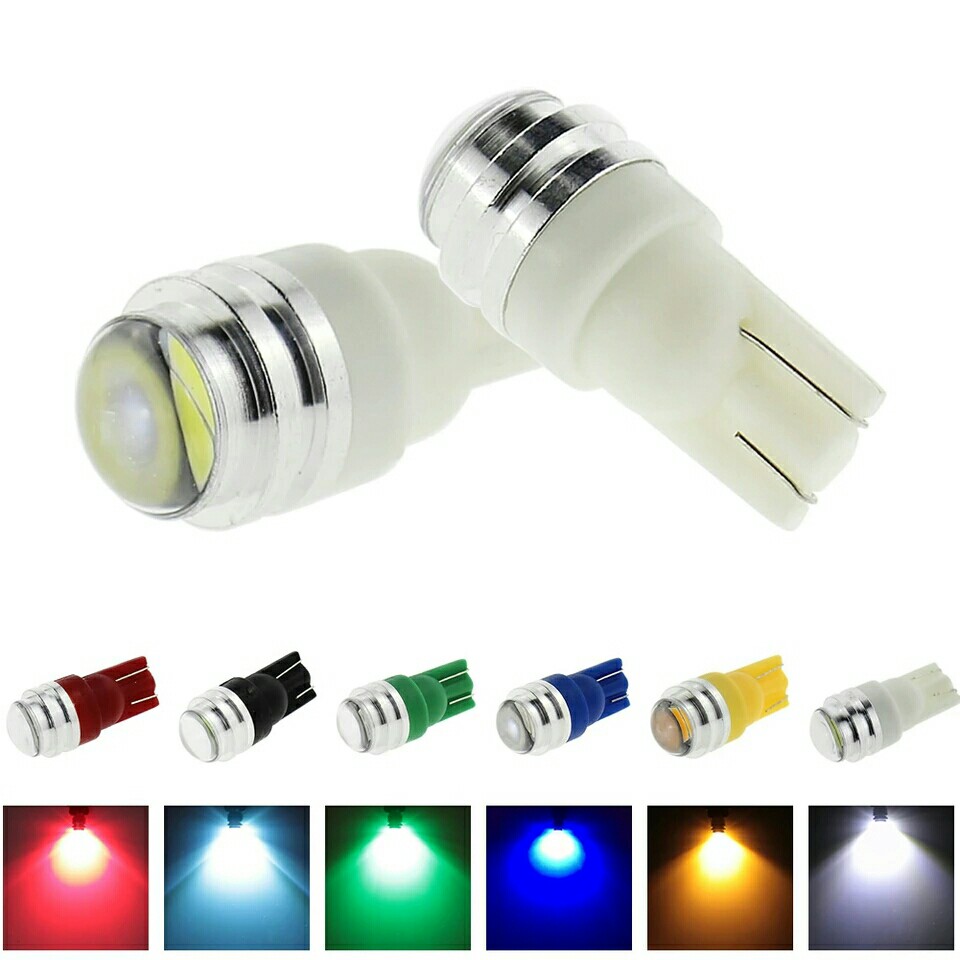 License Plate Light, T10 W5W LED Super Bright with Projector Lens White Red Ice Blue Green Yellow Light Bulb