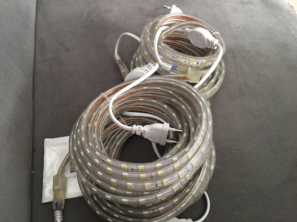SMD 5050 AC 220V led strip flexible light 1M/2M/3M/4M/5M/6M/7M/8M/9M/10M/15M/20M +Power Plug,60leds/m Waterproof led light