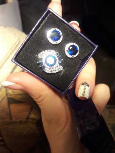 Yunkingdom 2016 NEW Women's Rings White Gold Filled Dark Blue  zircons Jewelry Wedding Engagement Ring  ALP0281
