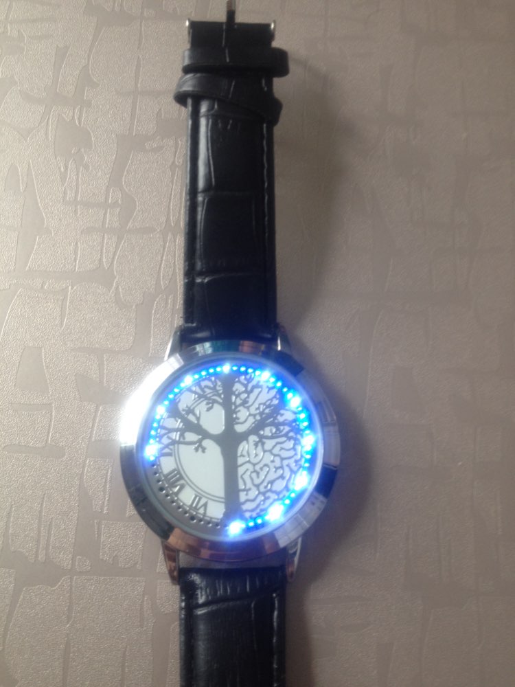 minimalist smart LED watch , leather normal waterproof  , Creative personality Tree women watch electronics casual watches