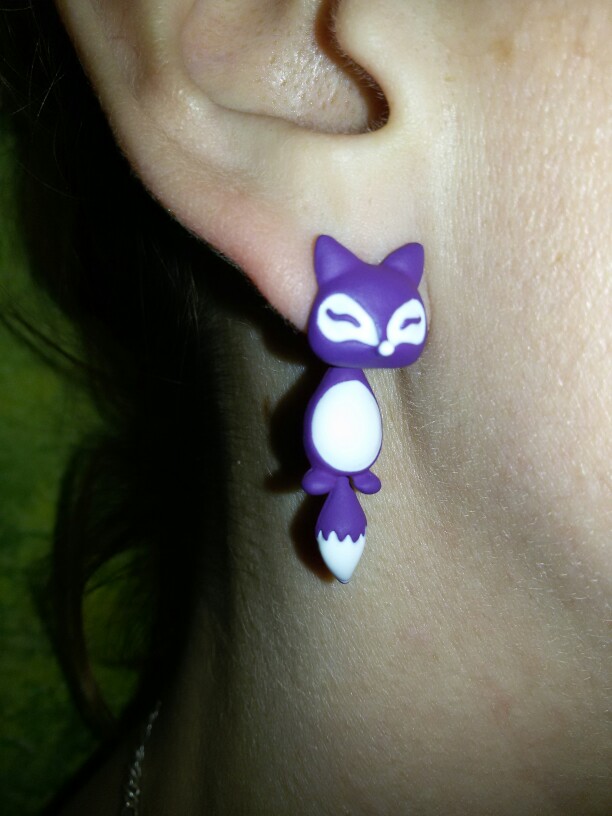 Kittenup New Fashion Yellow Purple Black Animal Cute Fox Stud Earrings For Women Jewelry Gifts 0418