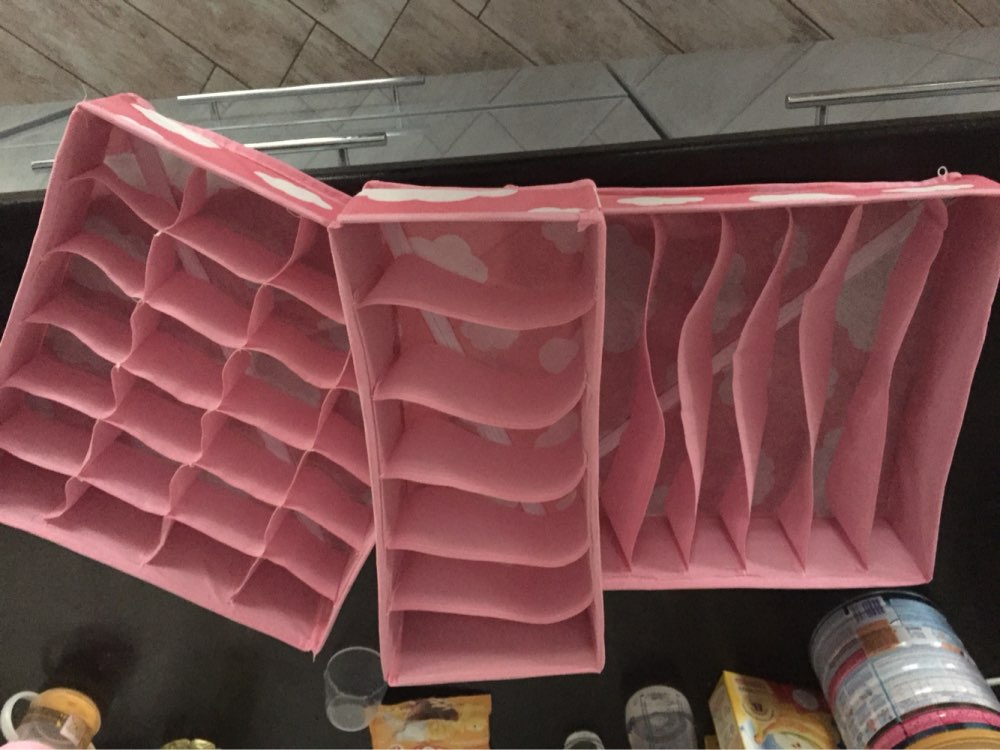 3 in 1 Pink Storage Boxes Organizer for Underwear Bra Folding Closet Drawer Divider Boxes for Ties Socks Bra Underwear Organizer