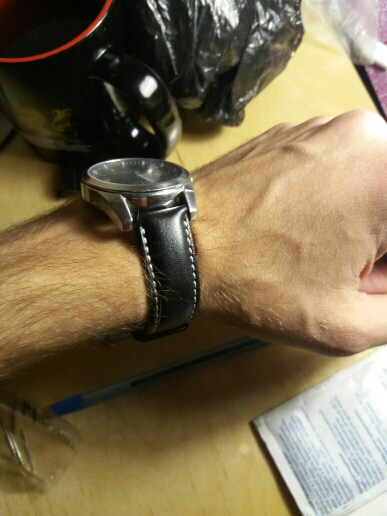 ZLIMSN Smooth Soft 100% Real Leather Watchbands Black White Stitched Belt Men Watch Band Strap 22mm Watch Relojes Hombre 2016