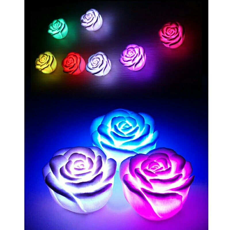 Night Light Romantic Rose Flower 7 Color Changed Lamp LED Night Light Party Christmas Decoration Lamp Light Great Gift For Kids