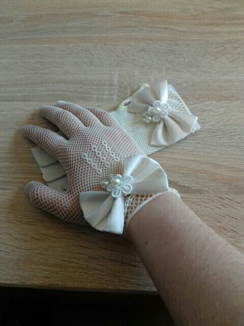new flower girl wedding gloves elastic bow hollow out girl gloves