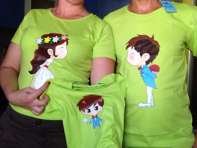 Family Matching Outfits Mother Father Son Daughter 15 Colors Cartoon Bride Bridegroom Print Women Men Children Boy Girl T shirt