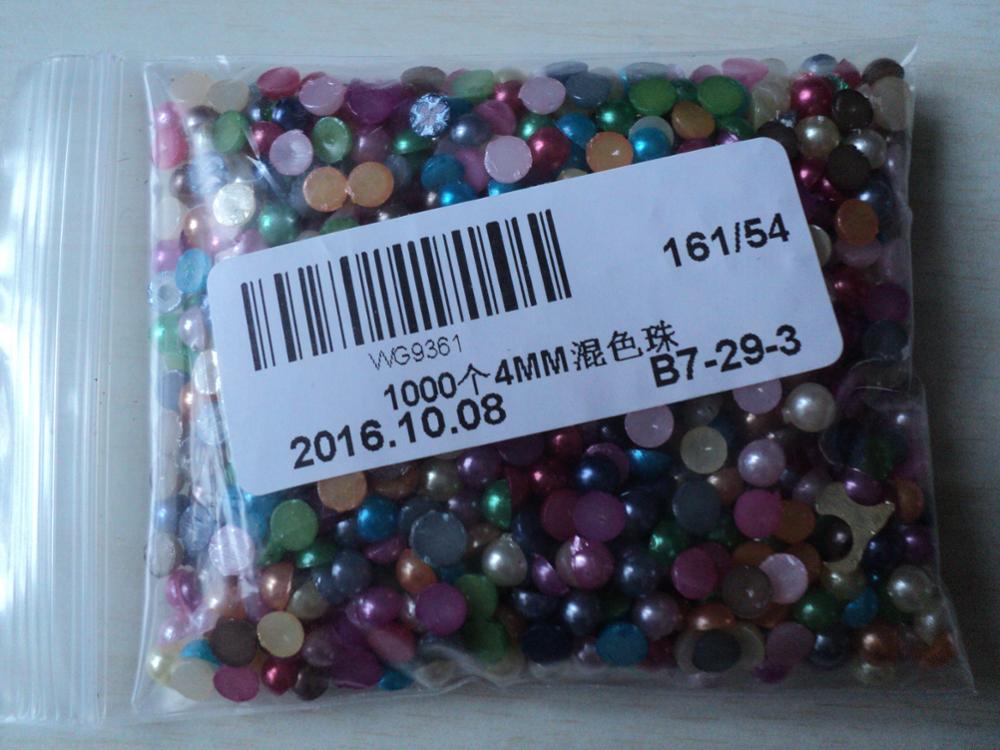 Sale 4mm 1000 piece/lot Half Round Acrylic Beads for Nail Art Phone Home DIY Decoration wholesale free shipping ly