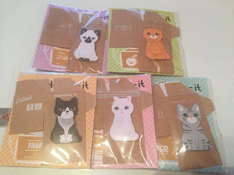 5pcs Cute cat Memo Pads Post it stickers Sticky notes writing paper Notepad Kawaii stationery Office papeleria Supplies Notas