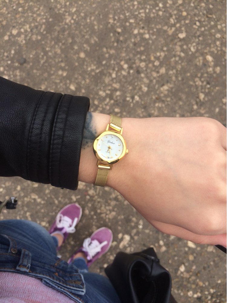 Fashion Golden Small Chic Relojes Dial Steel Band Quartz Wrist Watch Gift Girl Women Lady Relogio