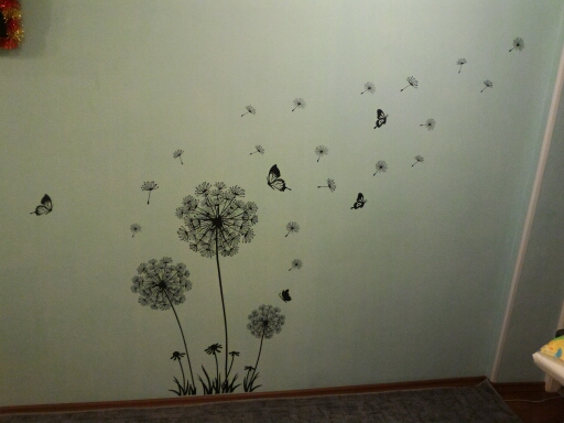 "Butterfly Flying In Dandelion "bedroom stickersPoastoral Style Wall Stickers Original Design 2016 PVC Wall Decals ZY515125