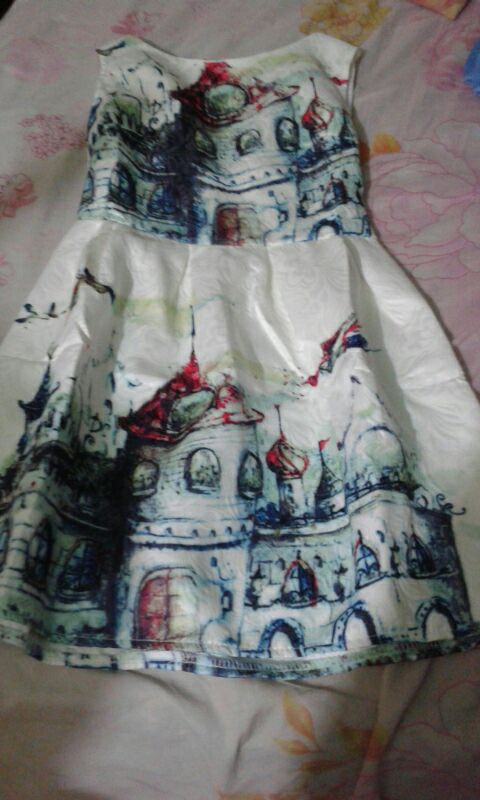 Cartoon Castle Summer Sleeveless Girls Print Dress Knee Length Princess A-Line Dress Clothes For Kids 6 to 12 years Old Kids