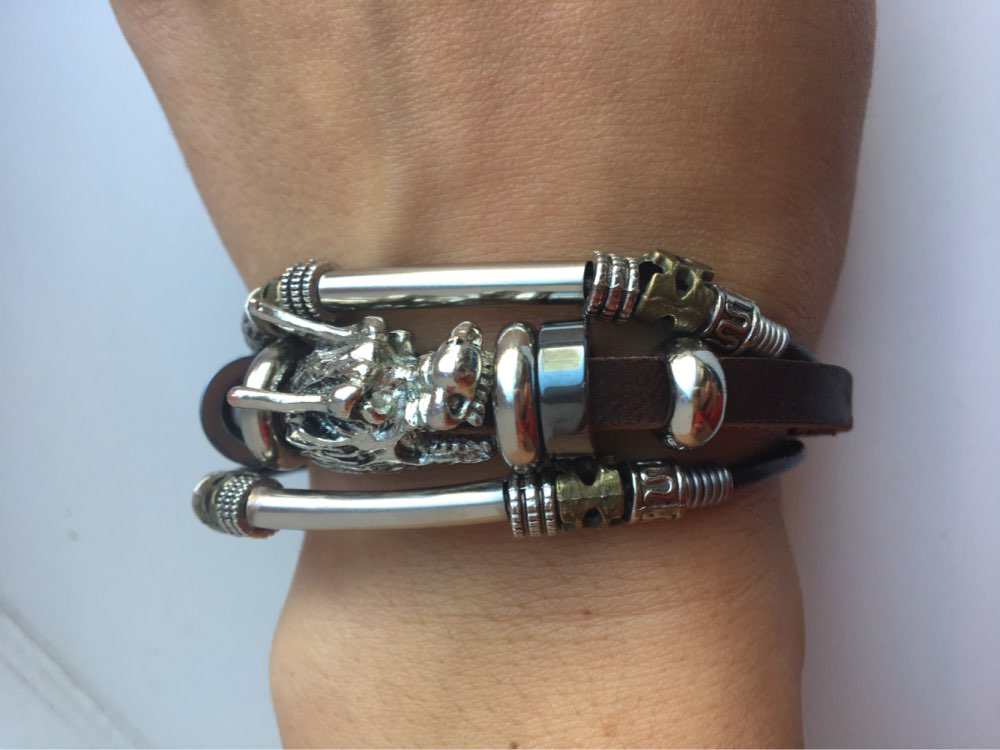 bracelet men Accessoires homme 2016 Tibetan silver men leather bracelet fashion male vintage parataxis dragon Multilayer jewelry
