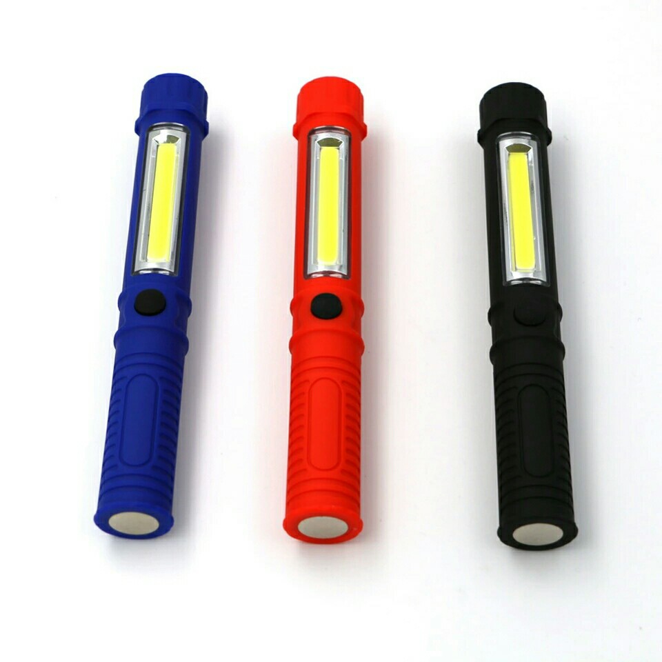 Black/Blue/Red COB LED Portable Plastic Flashlight Torch Sport Light With Magnetic Clip For Camping Outdoor USE 3*AAA batteries