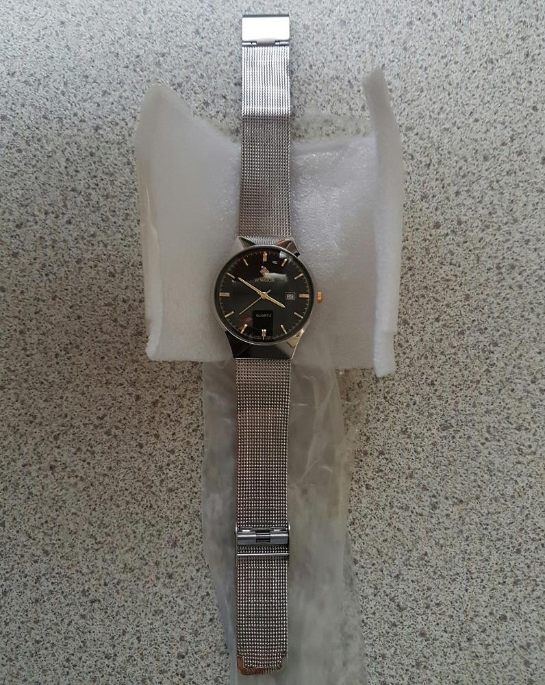WWOOR Men's Watches New luxury brand watch men Fashion sports quartz-watch stainless steel mesh strap ultra thin dial date clock