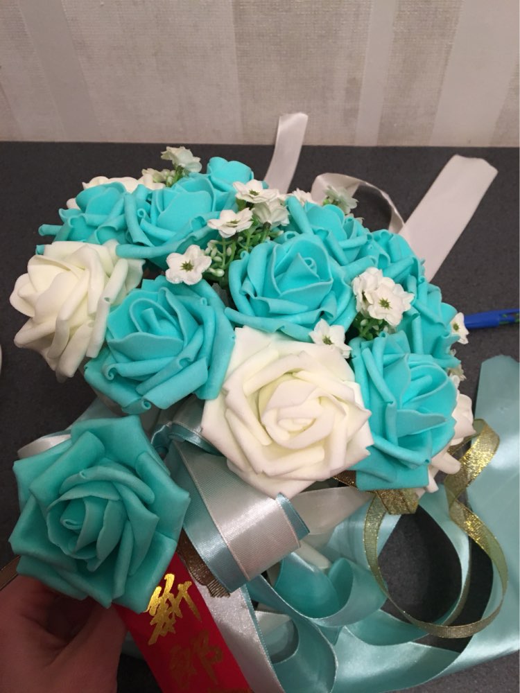 2016 Blue and White Wedding Bouquet Handmade Artificial Flower Rose buque casamento Bridal Bouquet for Wedding Decoration