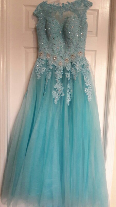 Ruby Bridal 2017 Hot Sale Ball Gown Quinceanera Dresses Long Blue Tulle Appliques Beaded Cap Sleeves Puffy Sweet 16 Dress R291
