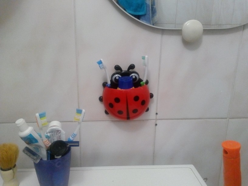 1PC Ladybug toothbrush holder Toiletries Toothpaste Holder Bathroom Sets Suction Hooks Tooth Brush container ladybird on sale