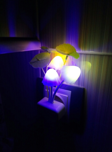 Romantic Colorful LED 110-220V 3 LEDS Mushroom Night Light Bed Lamp Home Illumination Light sensor automatic startup EU US Plug