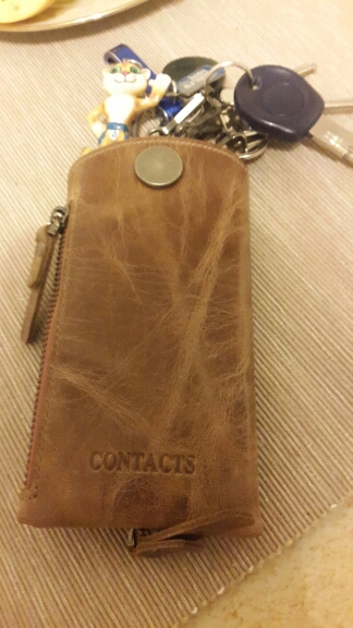 CONTACT'S Vintage Genuine Leather Key Wallet Women Keychain Covers Zipper Key Case Bag Men Key Holder Housekeeper Keys Organizer
