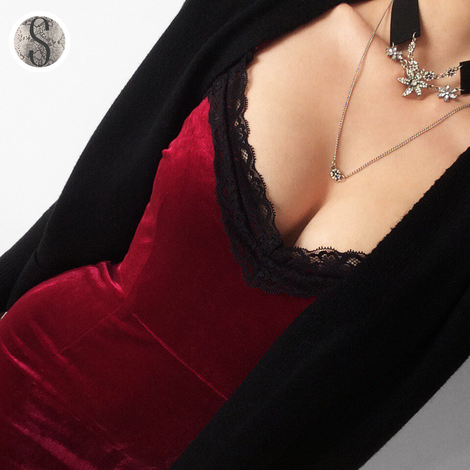 Simplee Sexy velvet lace dress Bodycon women autumn winter fringe dress Elegant red evening party short dresses 2016 vestidos