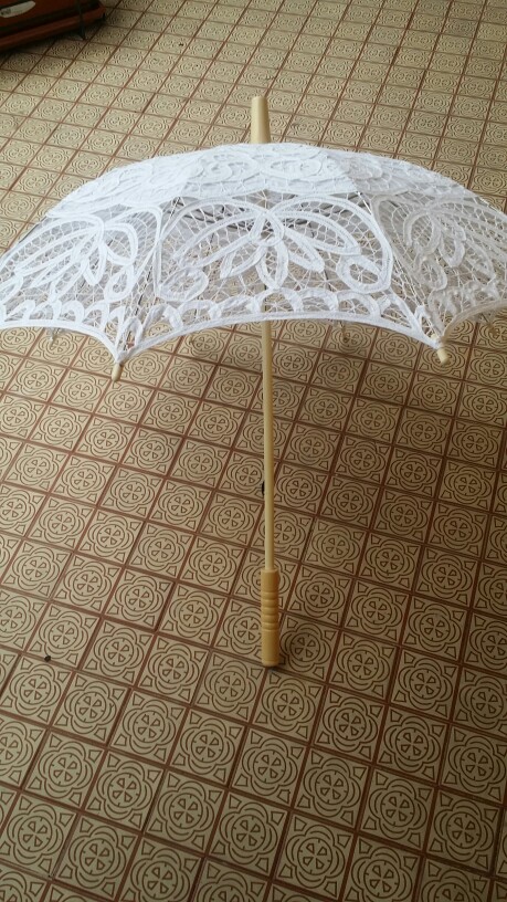 Vintage white/Ivory Lace Embroidery Umbrella Cotton Battenburg Wedding Bridal Umbrella Parasol Umbrella Decoration Free Shipping