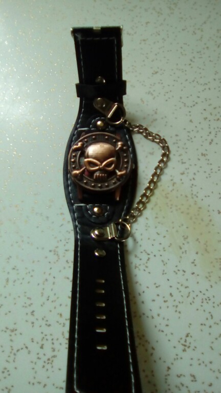 High Quality Copper Skull Leather Male Watch men fashion sports Quartz Wrist Watch Clock Relogio Masculino