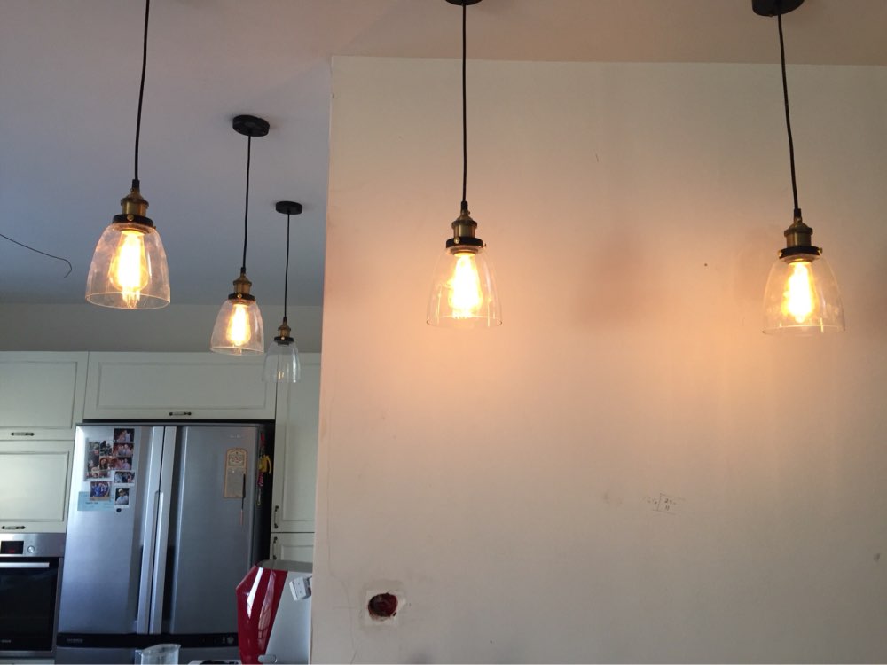 Light bulb pendant light copper glass restaurant pendant light single pendant light vintage retractable wall lamp american style