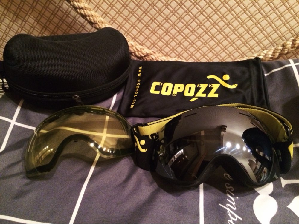 COPOZZ brand ski goggles 2 double lens anti-fog UV400 big large spherical snowboard glasses men women skiing snow goggles Set