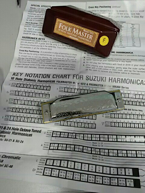 [12 Keys] Suzuki Blues Harmonica 1072 New Silver Folk Master Gaita Standard 10 Hole Diatonic Harmonica Beginner Blues Harp 