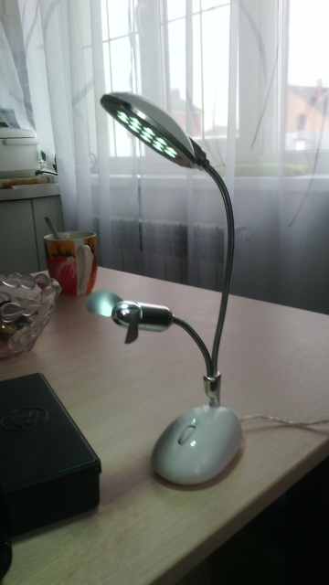 LS4G Free Shipping  Flexible USB Fan 13 LED Reading Light Desk Table Lamp for PC Laptop