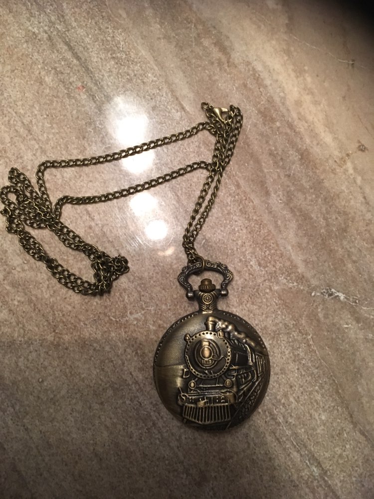 Bronze Train Front Locomotive Engine Necklace Pendant Quartz Pocket Watch P107